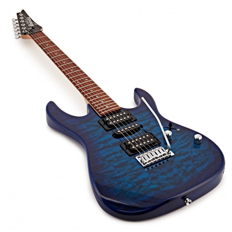 Ibanez GRX70QA RG GIO Series Electric Guitar, Transparent Blue Burst