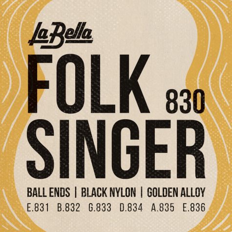 La Bella Folk Singer Classical Guitar Strings, Black Nylon Ball End #830