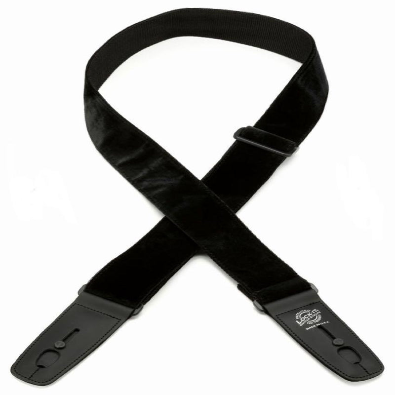Lock-It Straps LIS-018CV2-BLK Crushed Velvet Guitar Strap - Black