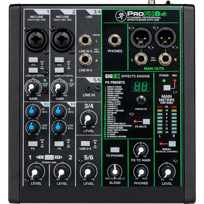 Mackie ProFX6v3 6-Channel Professional Mixer with Built-In FX and USB