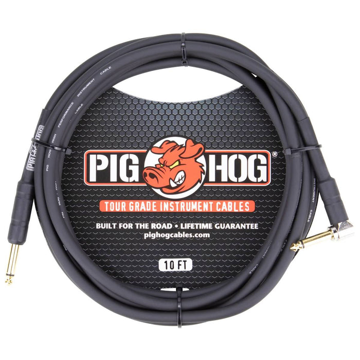 Pig Hog PH10R 10ft 1/4" - 1/4" Right Angle 8mm Instrument Cable