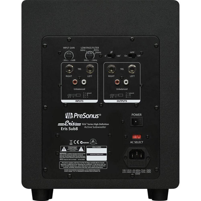 PreSonus ERIS Sub8 Front-Firing, Eight-Inch Studio Subwoofer-Dirt Cheep