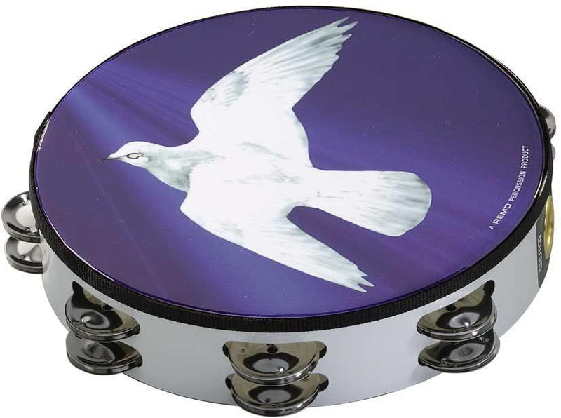 REMO TA-9210-18 Praise Tambourine 10'' 2-Row Dove-Dirt Cheep