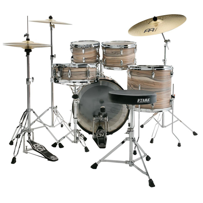 Tama Imperialstar IE50C 5-piece Complete Drum Set with Snare Drum and Meinl Cymbals - Natural Zebrawood Wrap