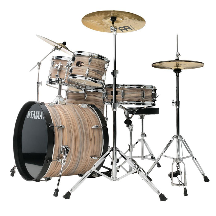Tama Imperialstar IE50C 5-piece Complete Drum Set with Snare Drum and Meinl Cymbals - Natural Zebrawood Wrap